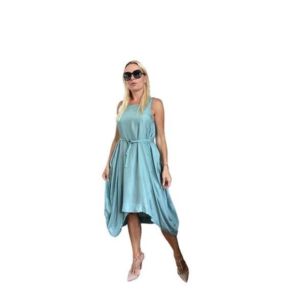 AllSaints women belted turquoise silk dress size 6